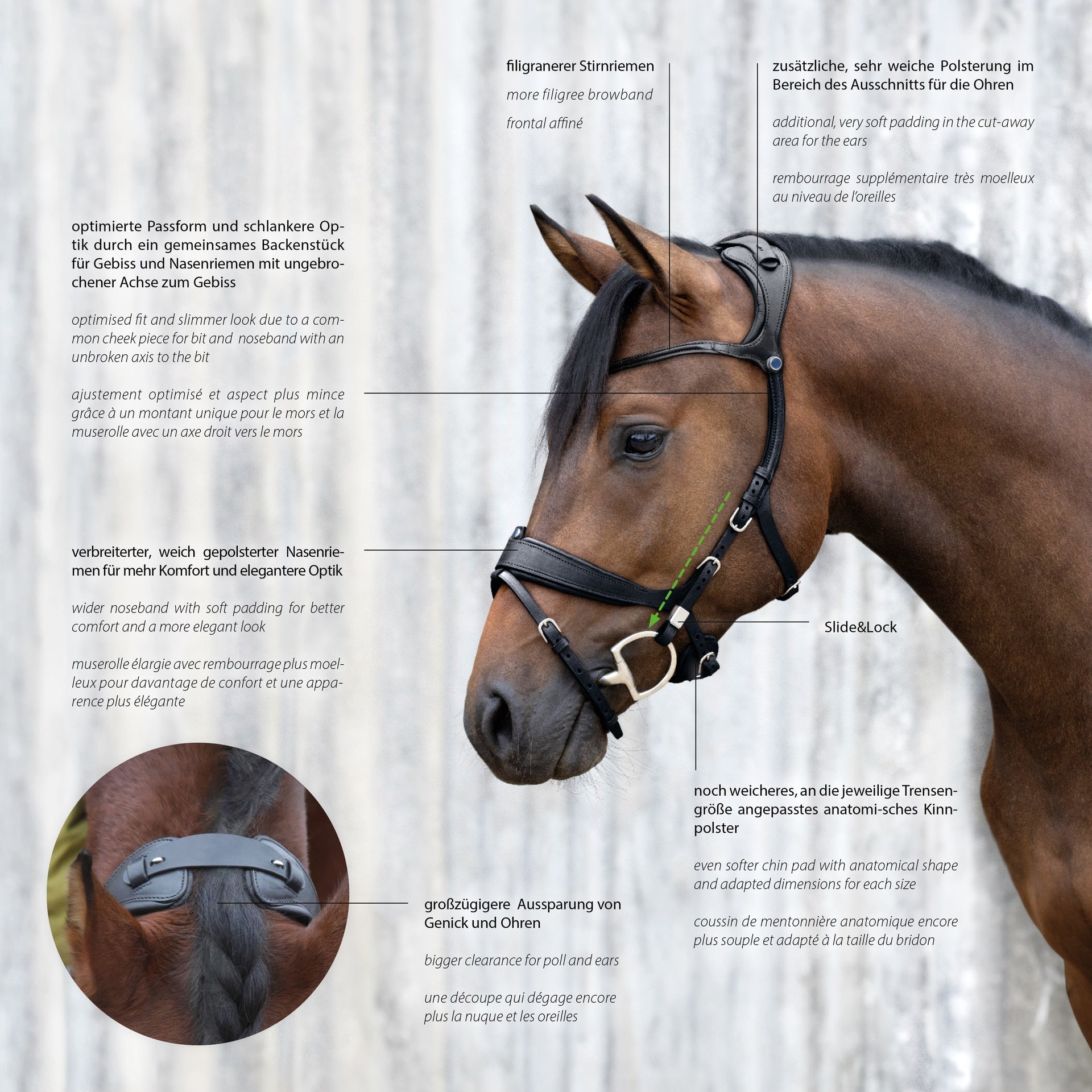Snaffle Bridle Freedom II with Slide&Lock