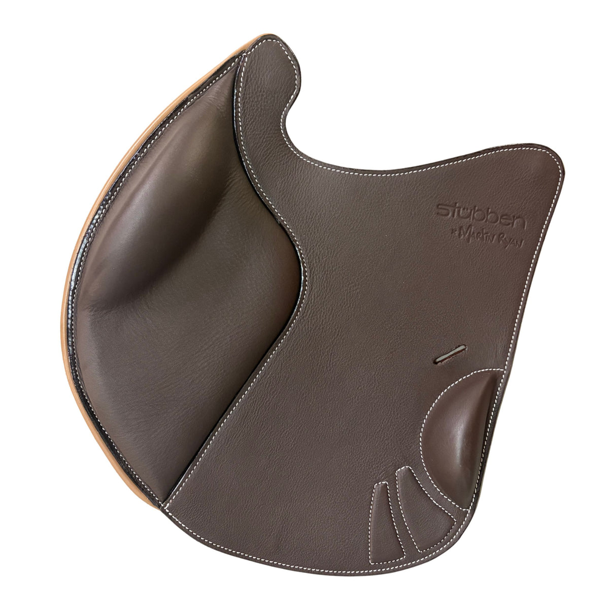 Sattelblatt Springen für REV Sattel Ebony/ Taupe/ Weiße Nähte